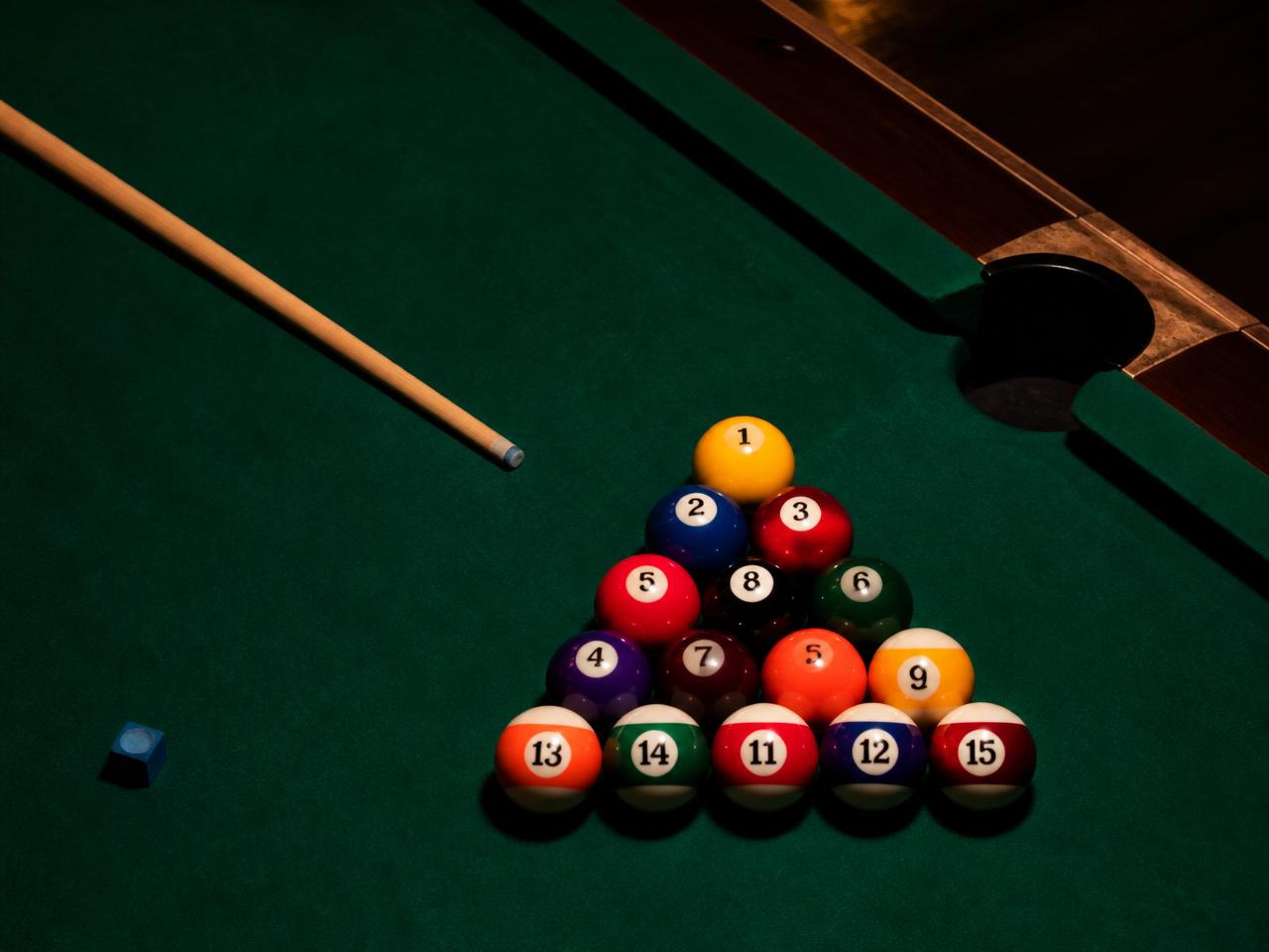 Diamond pool tables with tournament blue felt